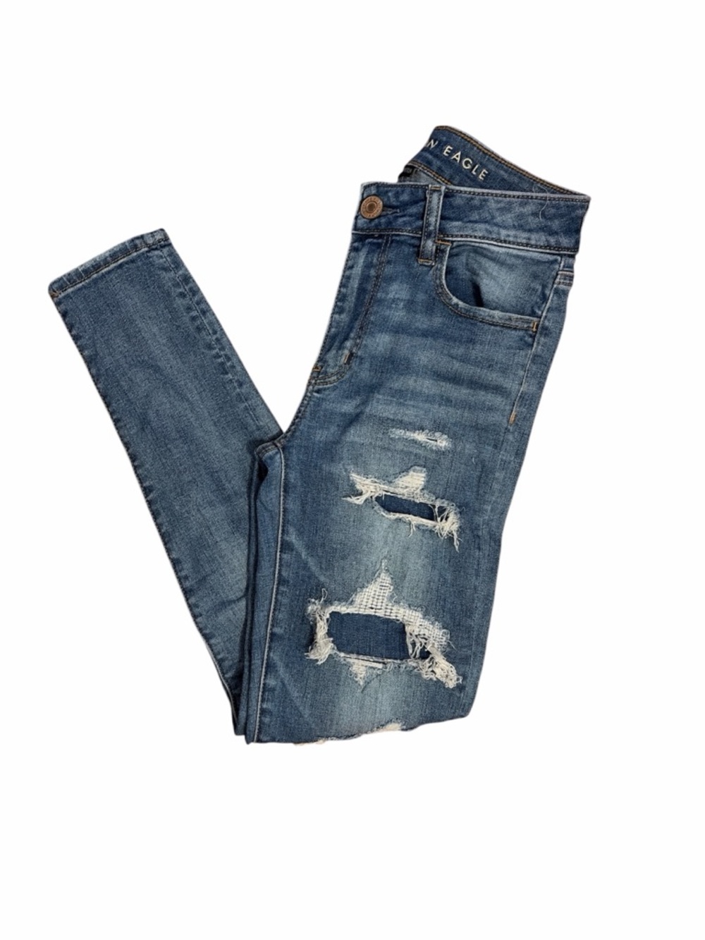 American Eagle Outfitters Women's Skinny Distressed Blue Jeans Size 0R